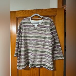 Alfred Dunner Textured Knit Top with Purple Accents